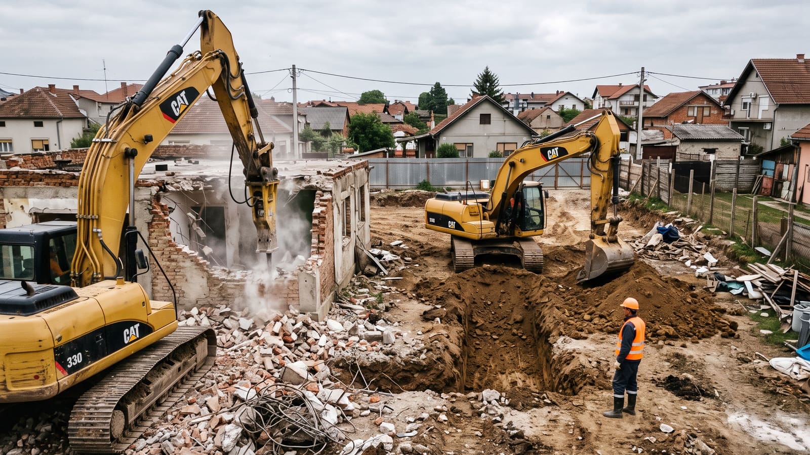 Bageri MAK Gradnje ruše objekat i kopaju temeljni rov na parceli